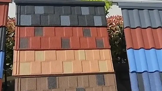 Farbige klassische steinbeschichtete Stahldachziegel, sieben Wellen-Terrakotta-Dachplatten, 1340 x 420 mm